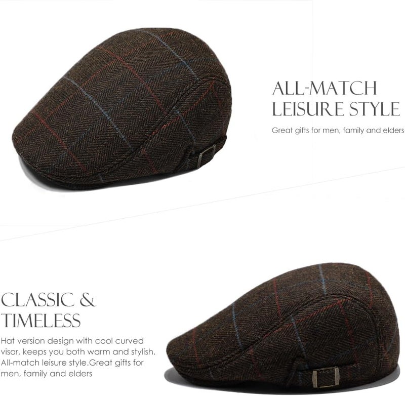 Sumolux Mens Newsboy Cap Winter Beret Hat Cabbie Flat Cap - Image 4