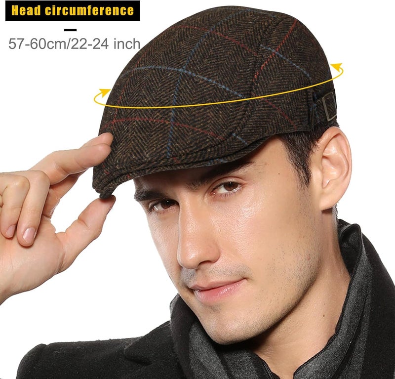 Sumolux Mens Newsboy Cap Winter Beret Hat Cabbie Flat Cap - Image 3