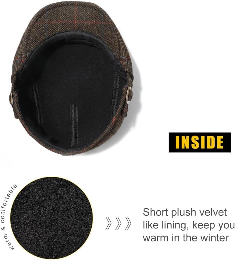 Sumolux Mens Newsboy Cap Winter Beret Hat Cabbie Flat Cap - Image 5
