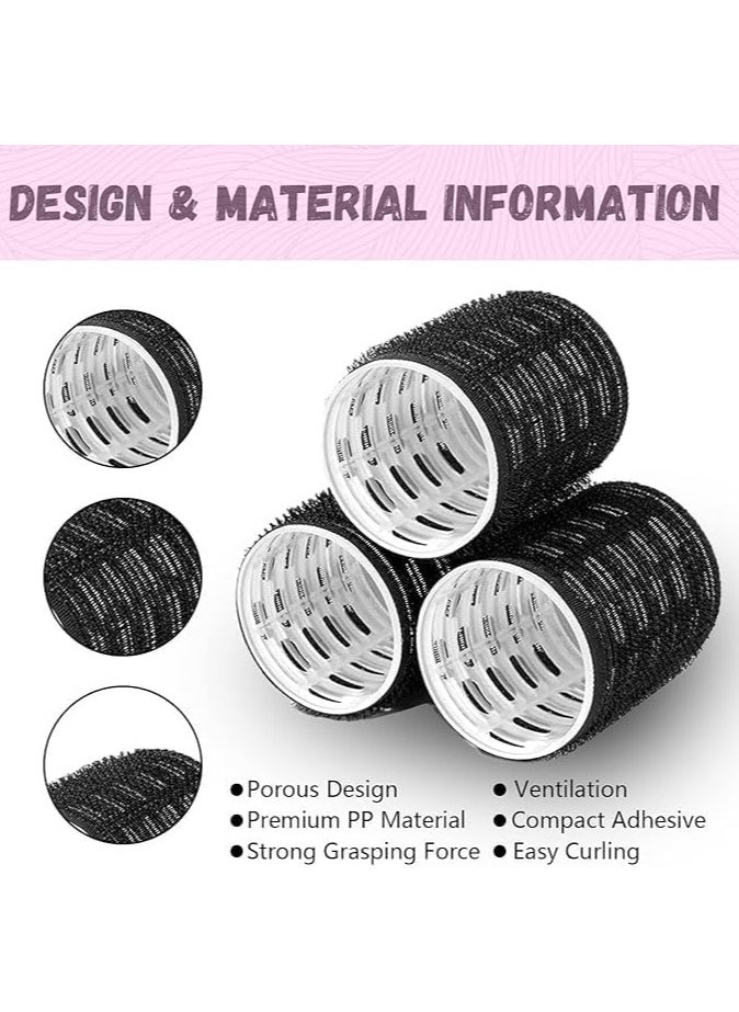 JOSQUEWNN Hair Curlers Rollers, Salon Quality Hairdressing Curlers,18Pcs Hair Rollers Self Grip Holding Curlers with 10Pcs Stainless Steel Duckbill Clips and 1 Hair Combfor Long Medium Short Thick Fine Thin Hair Bangs Volume (Black)  - Image 3