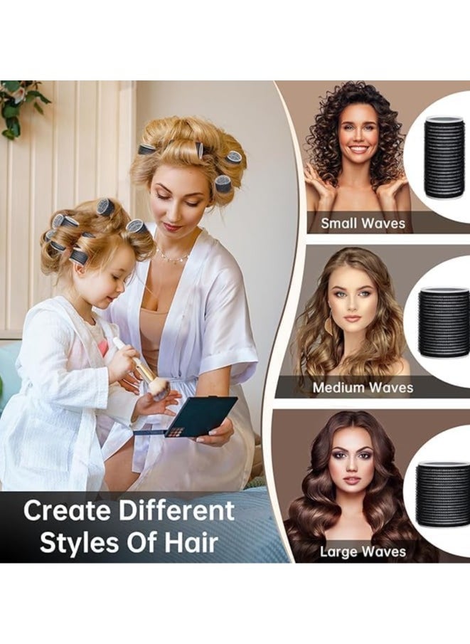 JOSQUEWNN Hair Curlers Rollers, Salon Quality Hairdressing Curlers,18Pcs Hair Rollers Self Grip Holding Curlers with 10Pcs Stainless Steel Duckbill Clips and 1 Hair Combfor Long Medium Short Thick Fine Thin Hair Bangs Volume (Black)  - Image 5