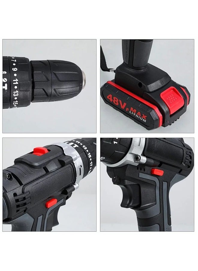 Mi VAZA - Cordless Electric Drill Kit - 48V Impact Drill with 2 Batteries - Rechargeable Screw Driver - Multifunctional Hammer Drill - Home Tool Kit - Image 1