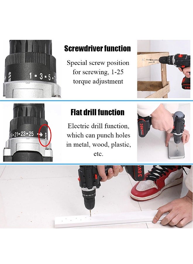 Mi VAZA - Cordless Electric Drill Kit - 48V Impact Drill with 2 Batteries - Rechargeable Screw Driver - Multifunctional Hammer Drill - Home Tool Kit - Image 1