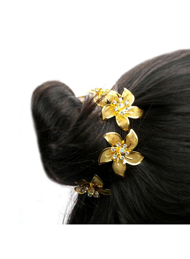 Real Seed Golden Rose With Crystal Petals Combo Of Big Juda Pin Hair Clips For Girls/Women (12 Pieces) - Image 4