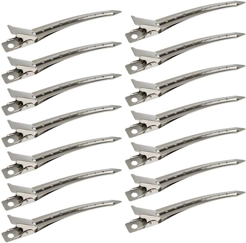 Bantoye 24 Packs Duck Bill Clips, 3.5 Inches Rustproof Metal Alligator Curl Clips with Holes for Hair Styling, Hair Coloring, Silver - Image 1