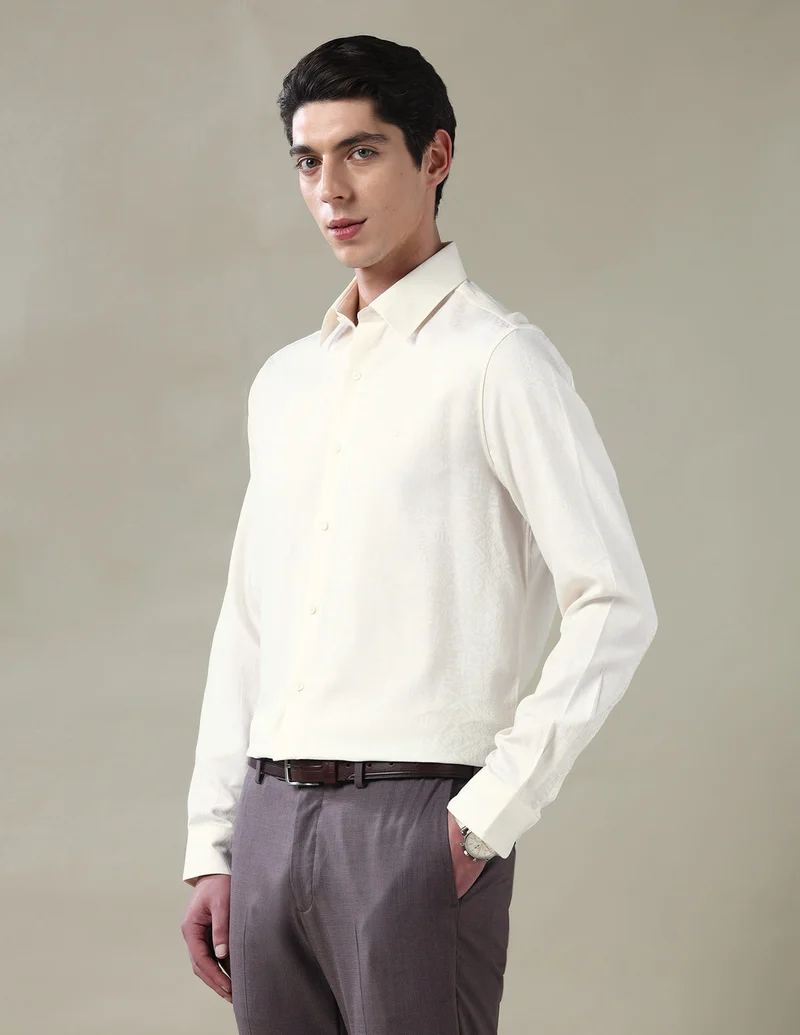 Arrow White Textured Tailored Fit 1851 Shirt for Men | Best Price UAE