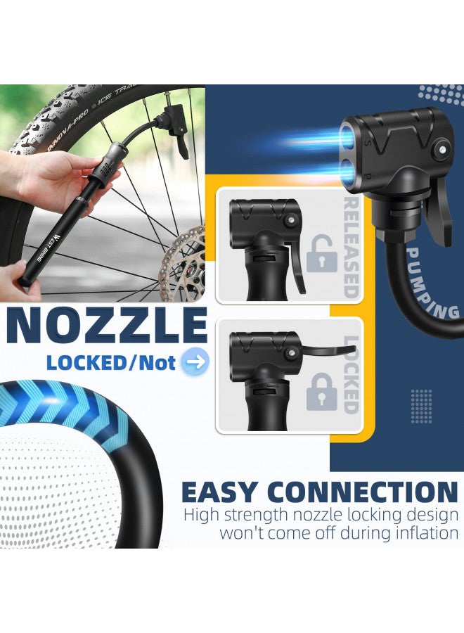 WEST BIKING مضخة دراجة هوائية مضخة دراجة صغيرة - مضخة دورة من سبائك الألمنيوم لصمامات بريستا وشرايدر، مضخة خفيفة الوزن ومحمولة لضغط إطارات الدراجة بسرعة مضخة هواء صغيرة لدراجة الجبال والدراجات على الطرق ومضخة كرات (أسود) - Image 5