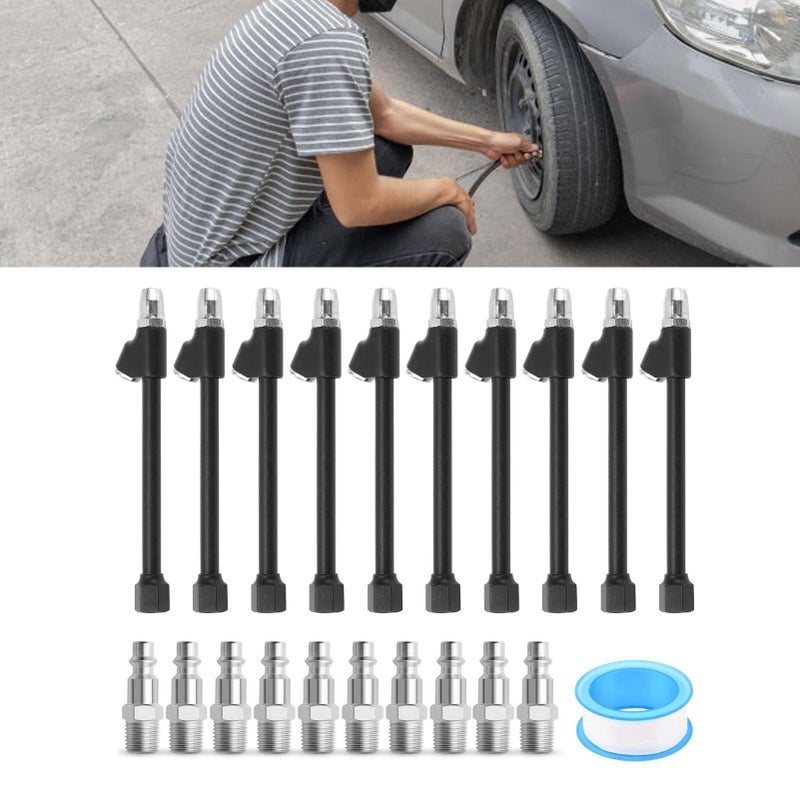 Dual Head Air Chuck 1 4 FNPT Extended Reach 2 Way Connection for Truck Motorcycle Car Tire Black Zinc Alloy 6 6in Length - Image 3