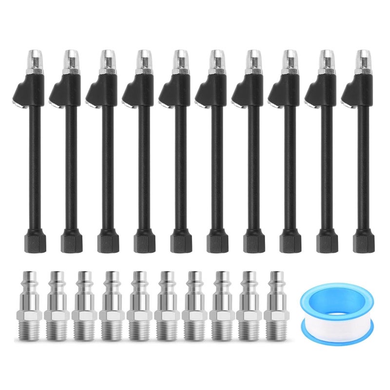 Dual Head Air Chuck 1 4 FNPT Extended Reach 2 Way Connection for Truck Motorcycle Car Tire Black Zinc Alloy 6 6in Length - Image 2