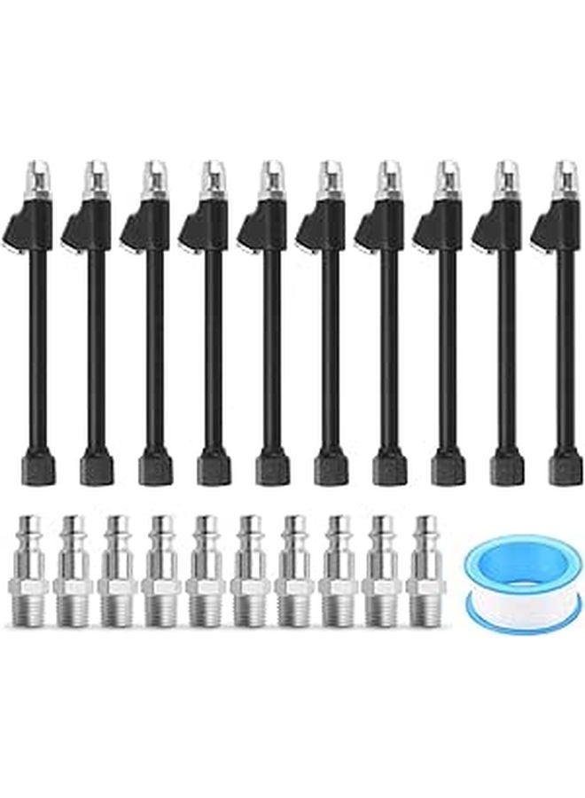 Dual Head Air Chuck 1 4 FNPT Extended Reach 2 Way Connection for Truck Motorcycle Car Tire Black Zinc Alloy 6 6in Length - Image 1