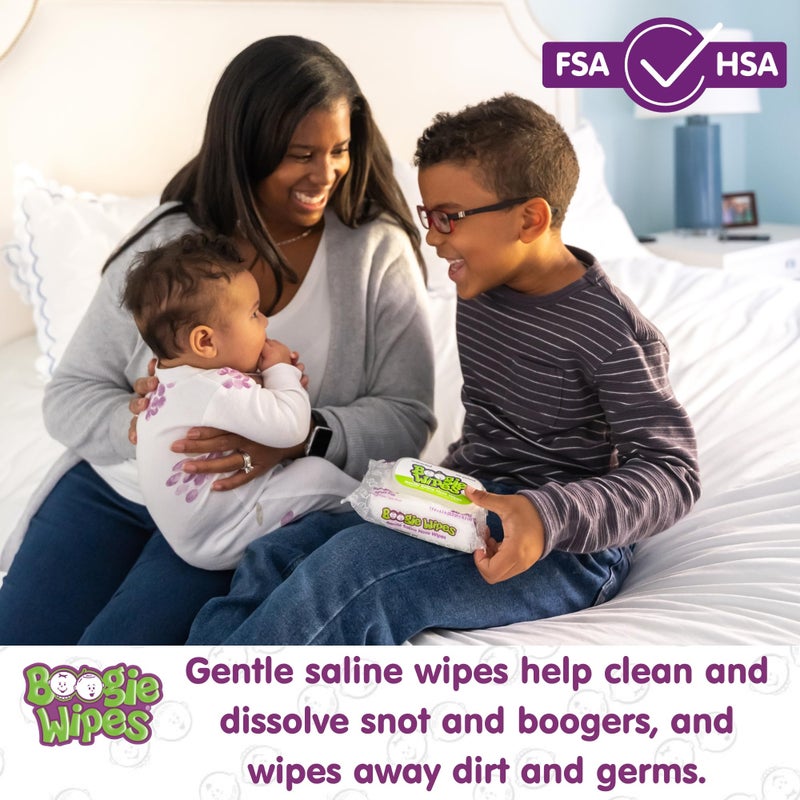 Boogie Saline Nose Wipes by Boogie, for Baby & Kids, Face, Hand & Body, Made with Vitamin E, Aloe, and Natural Saline, Unscented, 30 Count (Pack of 12) - Image 2