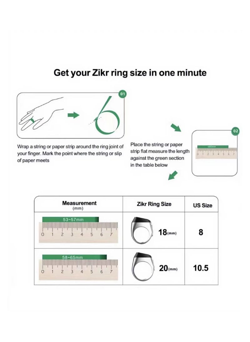 iQIBLA Muslims Tally Tasbeeh Smart Counter IQIBLA Zikr Ring with Bluetooth Waterproof Vibration Reminder 20mm - Image 3