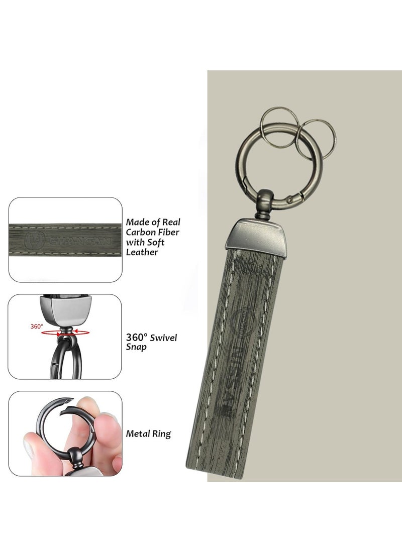 نيسان سلسلة مفاتيح سيارة نيسان من ألياف الكربون الفاخرة والجلد مع مشبك دوار 360 درجة - حلقة معدنية وتصميم جلدي ناعم - Image 3