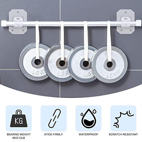 Codoule 8PCS Upgraded No Drill Curtain Rod Brackets No Drilling Curtain Rod Holders Self Adhesive Curtain Rod Hooks Nail Free Adjustable Curtain Hangers Suitable for Poles of 0.78~1.57 Inch(Transparent) - Image 3