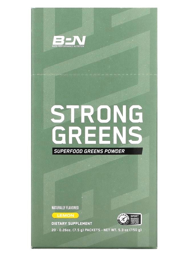 Bare Performance Nutrition Strong Greens Lemon 20 packets 0.26 oz (7.5 g) Each