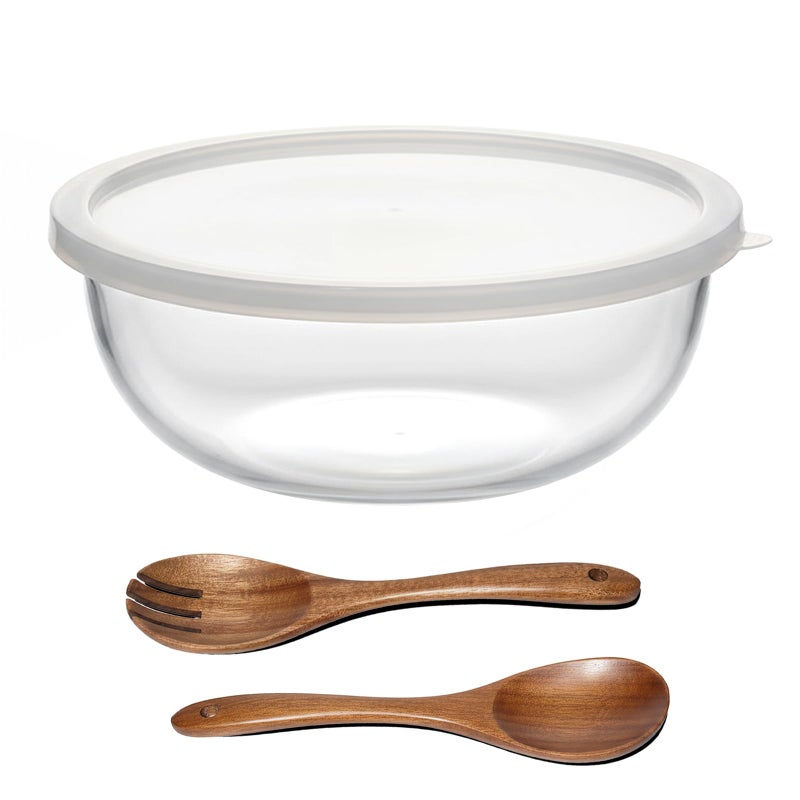 Ronanemon 6.2Quart Large Glass Bowl for Sourdough Bread Making with Lid,Thickened 12Inch Clear Glass Salad Cooking Bowls for Kitchen Salad Bread Storage, For Prepping, Marinating & Brining Kimch - Image 1