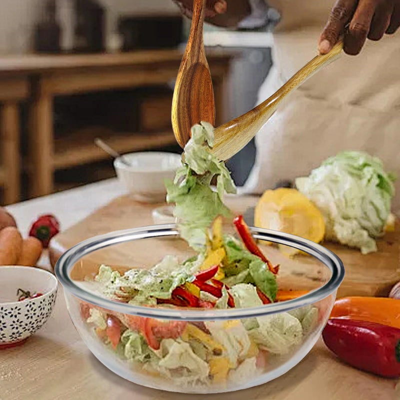 Ronanemon 6.2Quart Large Glass Bowl for Sourdough Bread Making with Lid,Thickened 12Inch Clear Glass Salad Cooking Bowls for Kitchen Salad Bread Storage, For Prepping, Marinating & Brining Kimch - Image 5