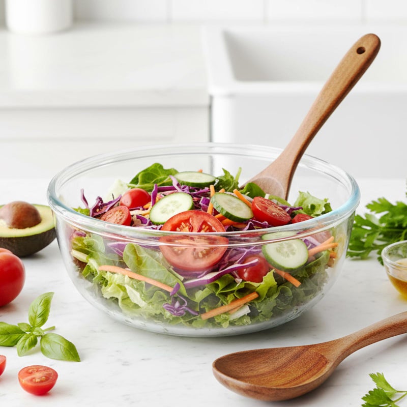 Ronanemon 6.2Quart Large Glass Bowl for Sourdough Bread Making with Lid,Thickened 12Inch Clear Glass Salad Cooking Bowls for Kitchen Salad Bread Storage, For Prepping, Marinating & Brining Kimch - Image 2