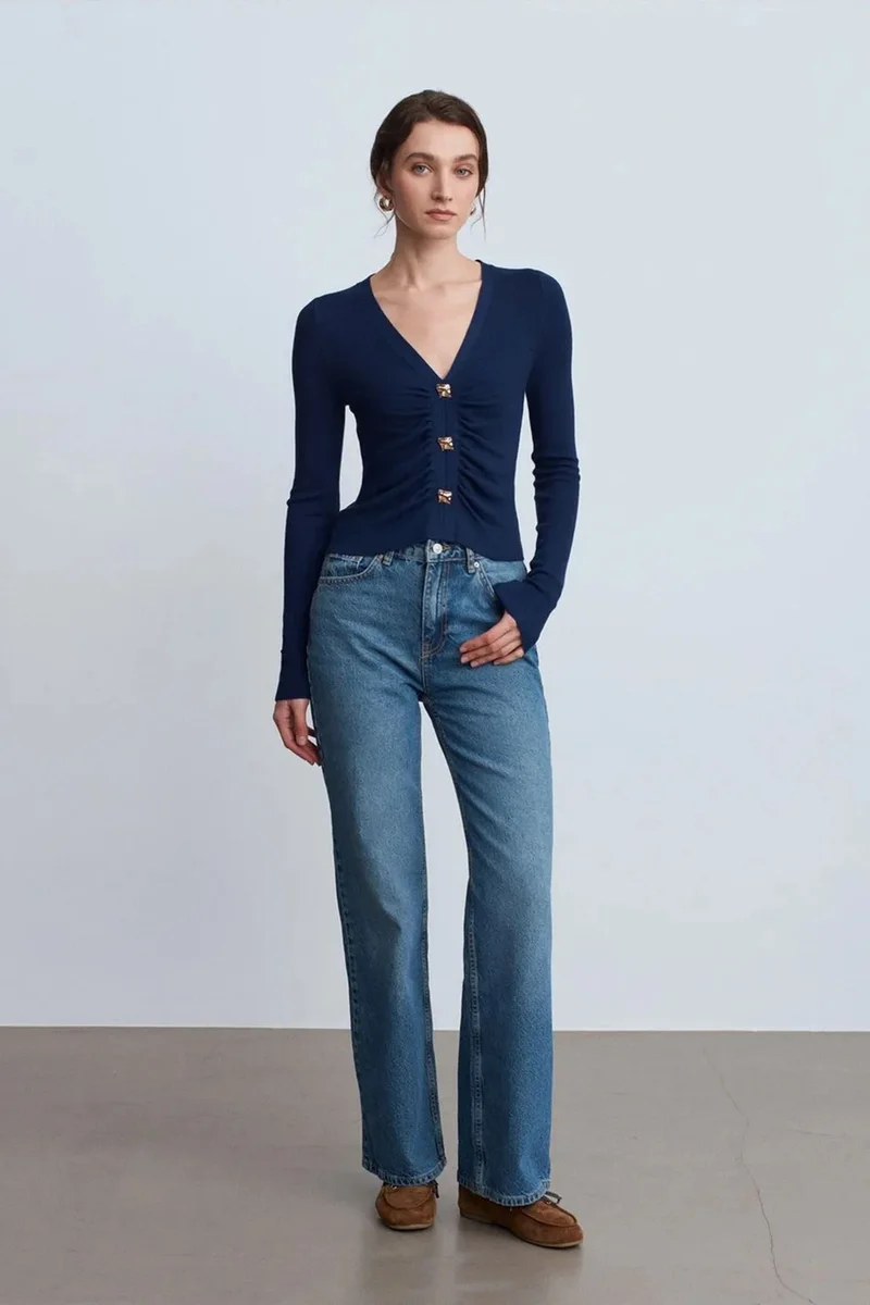 DILVIN High-Waist Wide-Leg Cotton Denim Jeans