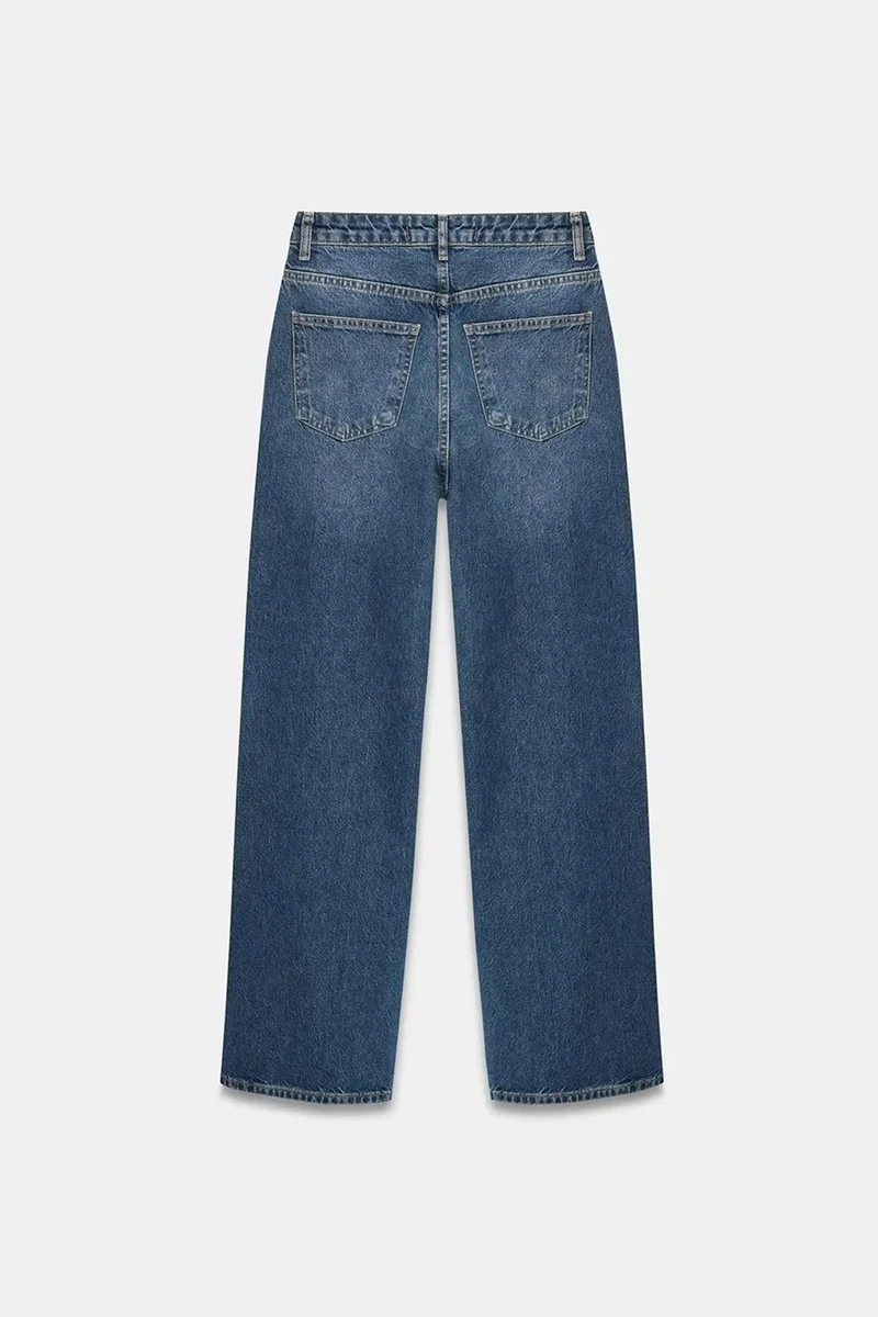 Dilvin Mid Blue Denim DILVIN High-Waist Wide-Leg Cotton Denim Jeans for Women | Best Price UAE