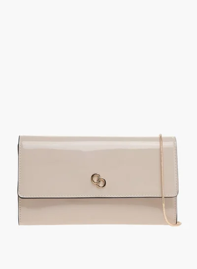 سيليست Womens Solid Clutch With Detachable Chain Strap And Flap Closure