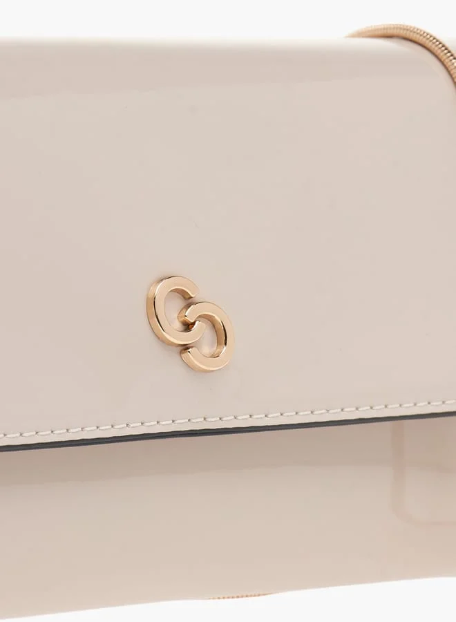 Celeste Womens Solid Clutch With Detachable Chain Strap And Flap Closure