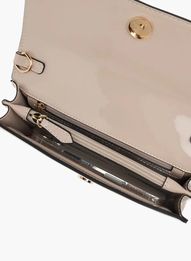 Celeste Womens Solid Clutch With Detachable Chain Strap And Flap Closure