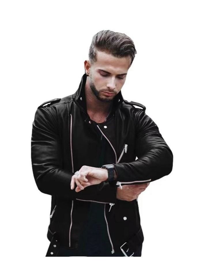 Generic Men's Stylish Slim Leather Jacket 