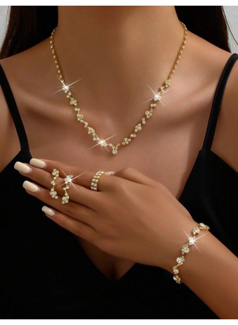 JewelryPalace Amazing Trendy Women's Zirconia Necklace And Earrings And Bracelet And Ring Jewellery Set  - Image 1