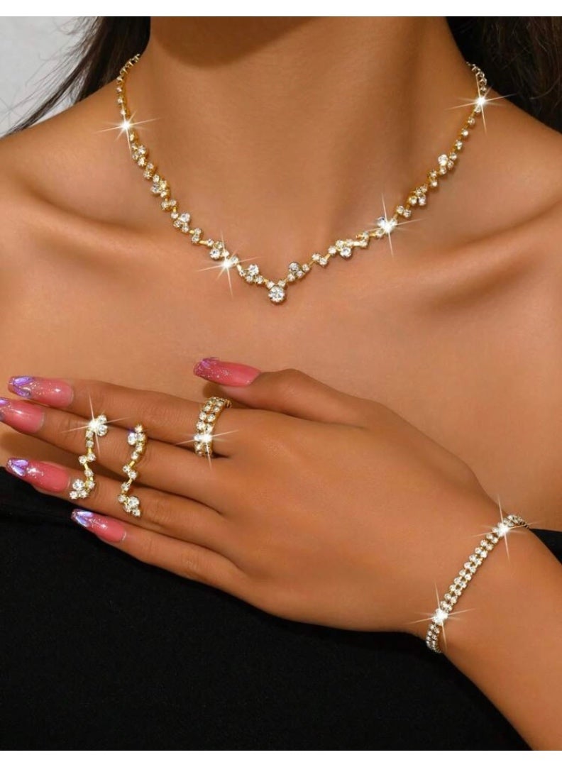 JewelryPalace Amazing Trendy Women's Zirconia Necklace And Earrings And Bracelet And Ring Jewellery Set  - Image 2