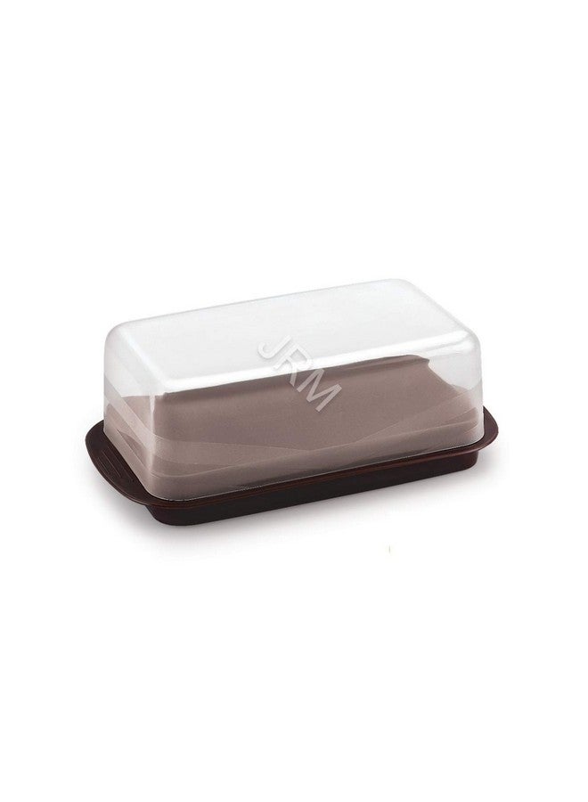 JRM JRM's Plastic Butter Dish with Lid, Butter Keeper (Coffee)  - Image 1