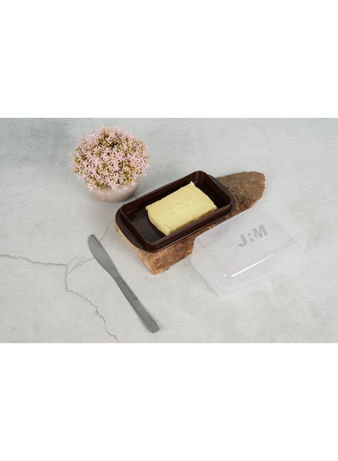 JRM JRM's Plastic Butter Dish with Lid, Butter Keeper (Coffee)  - Image 4