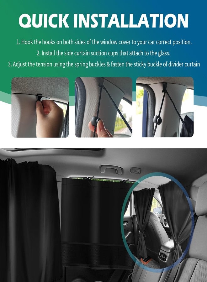 YGDMD 2PCS Rear Car Window Shades+1PC Car Privacy Curtains Kit,Upgraded Window Shade for Cars with 3 Mesh Storage Pockets,Summer Essentials Insulated Windows Cars Shades for Most Vehicle (Storage Pockets) - Image 5