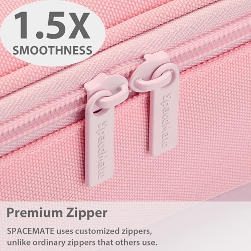 SPACEMATE Pencil Case Pouch Box Bag School Supplies Girls Boys Kids, Cute Preppy Stuff Large Big Capacity Aesthetic Pen Organizer, Back to College Stationary, Pink, Classic Stlye, 1800ml - Image 4
