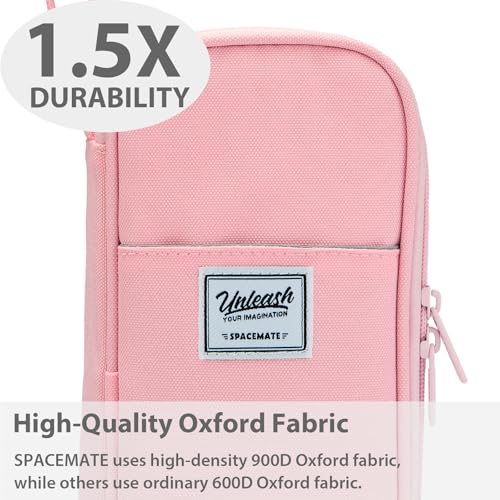 SPACEMATE Pencil Case Pouch Box Bag School Supplies Girls Boys Kids, Cute Preppy Stuff Large Big Capacity Aesthetic Pen Organizer, Back to College Stationary, Pink, Classic Stlye, 1800ml - Image 3