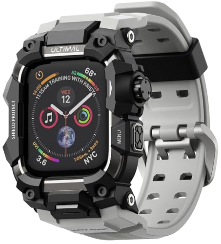 ULTIMAL Rugged Case with Band for Apple Watch 44mmCompatible with Apple Watch Series SE 3SE 2SE Generation654 Military Grade Shockproof Bumper Cover for iWatch Tactical Band Men 44mmGrey - Image 1