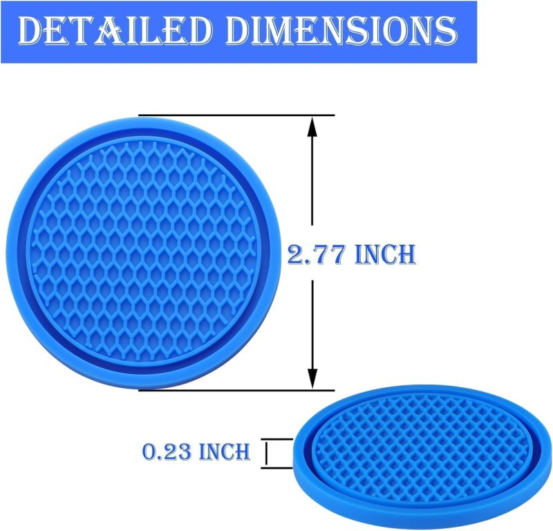 Car coaster circular PVC water cup mat car fixed anti slip coaster car interior accessories blue 4pcs - Image 5