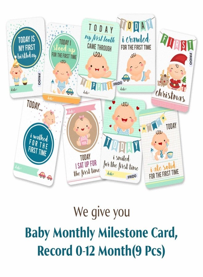 فريدو بطانية أطفال قطنية من فريدو مع دعائم لجلسة تصوير شهرية، قماط ناعم للأطفال حديثي الولادة مع بطاقات من 1 إلى 12 شهرًا، بطانية غرفة مكيفة للاستخدام الصيفي/الشتوي/متعددة الاستخدامات (أزرق فراشة) - Image 5