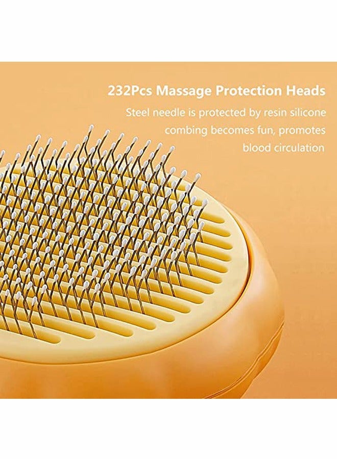 Loquat Pet Self Cleaning Slicker Brush, Cat Massage Comb with Soft Bent Pain-Free Bristles for Shedding and Grooming, Removes Loose Undercoat Gently, Tool for Dogs, Cats, Puppy, Rabbit (Pumpkin Color) - Image 4