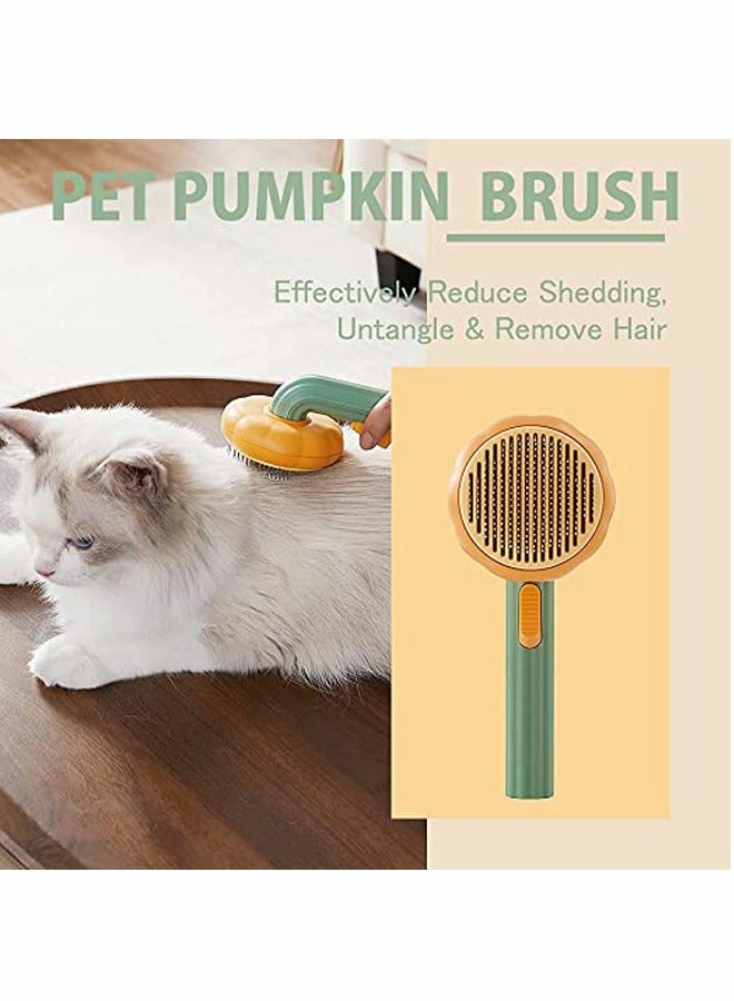 Loquat Pet Self Cleaning Slicker Brush, Cat Massage Comb with Soft Bent Pain-Free Bristles for Shedding and Grooming, Removes Loose Undercoat Gently, Tool for Dogs, Cats, Puppy, Rabbit (Pumpkin Color) - Image 2