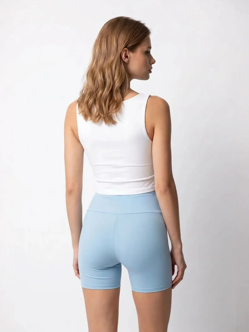 Mixray Baby Blue MIXRAY High-Waist Skinny Cycling Shorts for Women | Best Price UAE