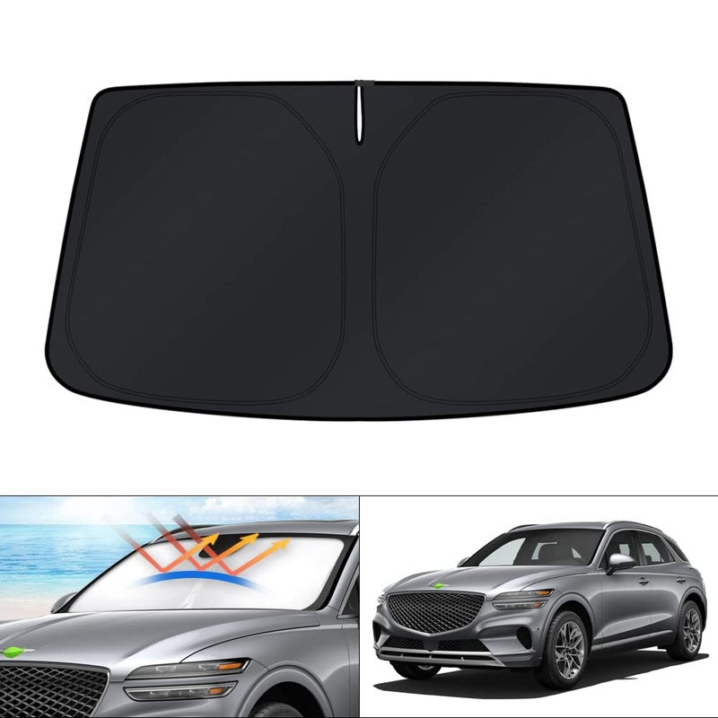 KUST Windshield Sun Shade for Genesis GV70 Accessories 20222025 2026 Sunshade Window Sun Visor Protector Foldable Blocks UV Rays Keep Your Car Cooler