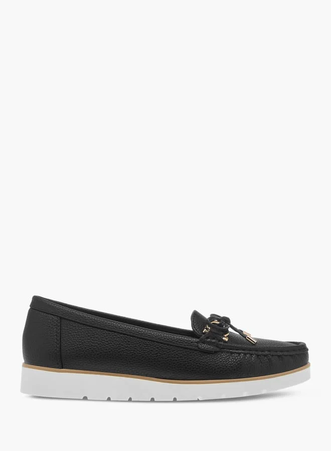 Womens Bow Accent Loafers With Slip On Closure