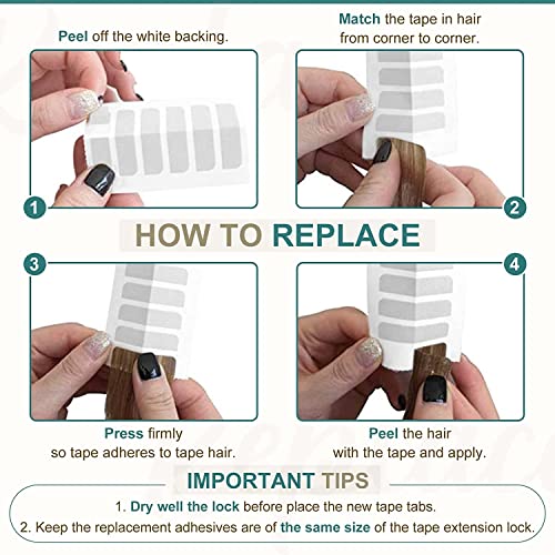 Beuni Hair Extension Tape Double Sided Replacement Tabs Strong Hold Waterproof Heat Resistant Easy Apply White 4cm X 0.8cm 96 Tabs Pack - Image 4