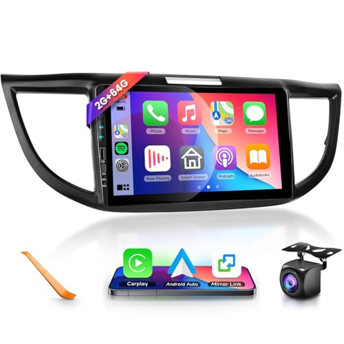 Podofo راديو سيارة 2G+64G لهوندا CRV 2012-2016، وايرلس كار بلاي/أندرويد أوتو شاشة تعمل باللمس 9 إنش HD وحدة رأس أندرويد 13 GPS واي فاي بلوتوث Type-C/USB EQ كاميرا خلفية HD - Image 1