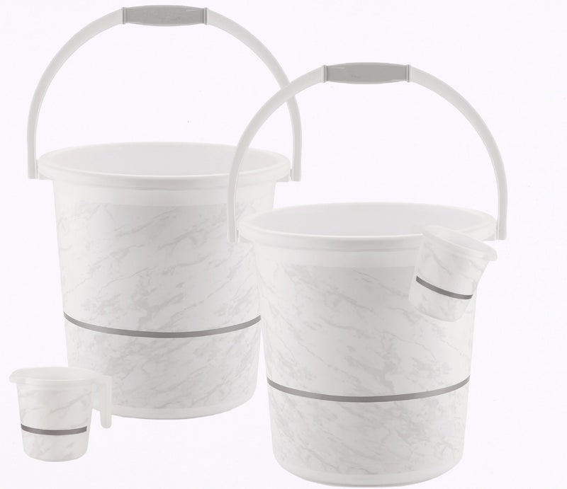 Nabhya 4 pcs Bathroom Accessories Set Plastic Bath Set Bathroom Bucket 20Ltr and Mug 4 Piece Combo Set for Home, Kitchen & Bathroom (White) - Image 1