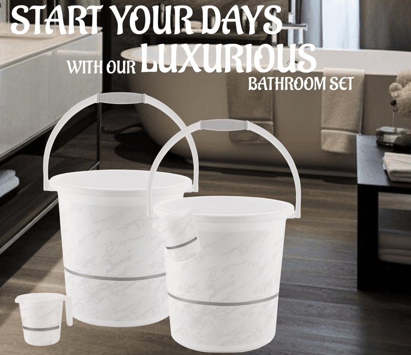 Nabhya 4 pcs Bathroom Accessories Set Plastic Bath Set Bathroom Bucket 20Ltr and Mug 4 Piece Combo Set for Home, Kitchen & Bathroom (White) - Image 2
