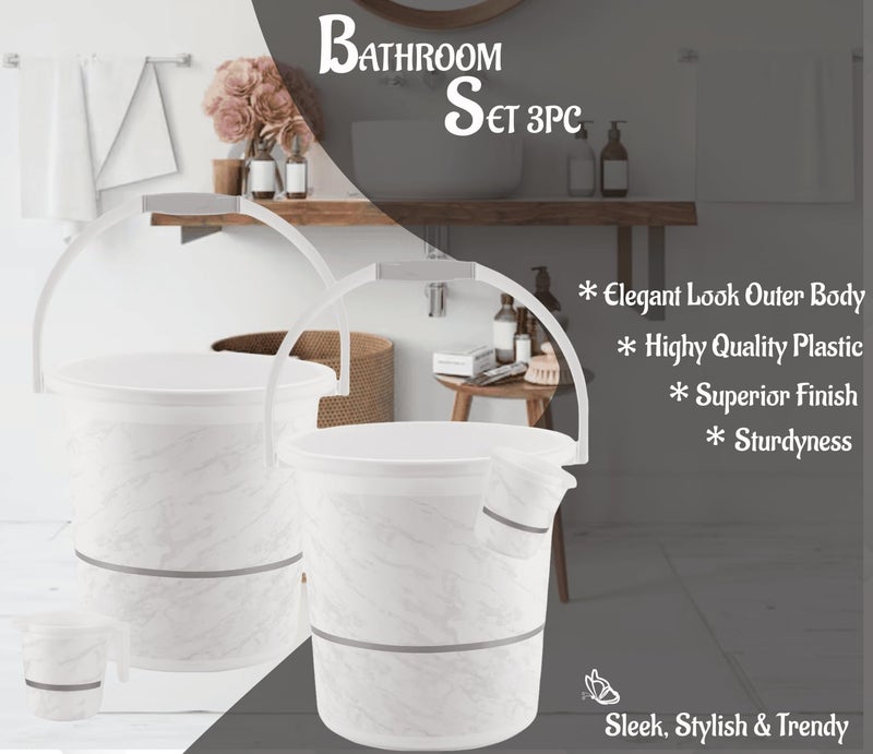Nabhya 4 pcs Bathroom Accessories Set Plastic Bath Set Bathroom Bucket 20Ltr and Mug 4 Piece Combo Set for Home, Kitchen & Bathroom (White) - Image 3