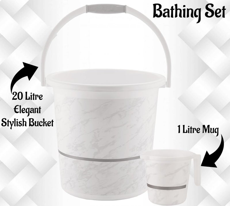 Nabhya 4 pcs Bathroom Accessories Set Plastic Bath Set Bathroom Bucket 20Ltr and Mug 4 Piece Combo Set for Home, Kitchen & Bathroom (White) - Image 5