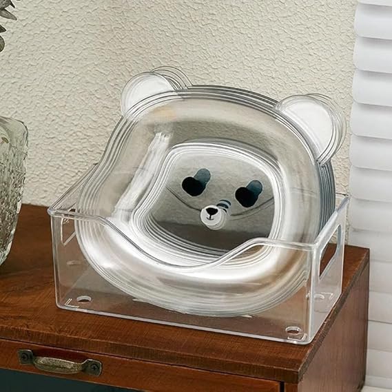 VIHANCO Transparent Bear-Shaped Plastic Dessert Plate, Small Appetizer Dish for Snacks and Fruits, Cute Cartoon Design, 1 Piece - Image 3